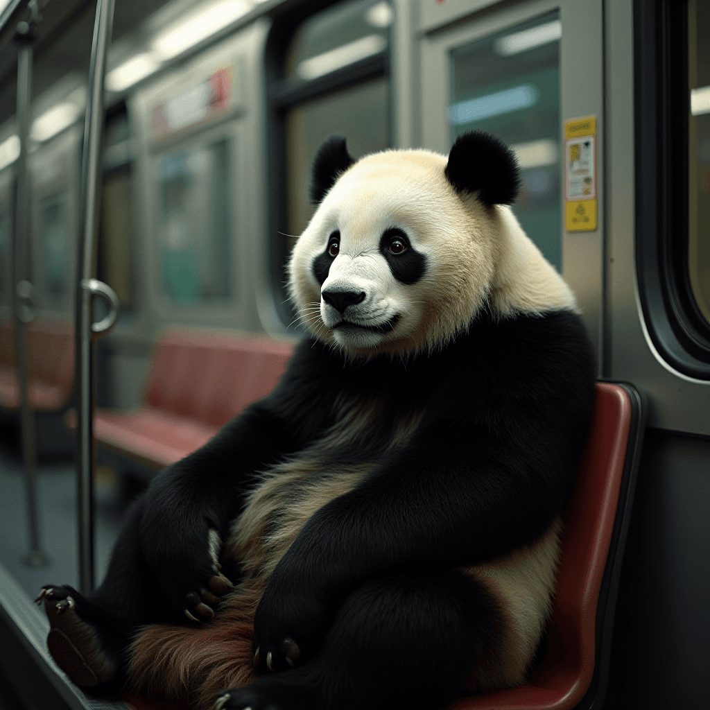 panda on train