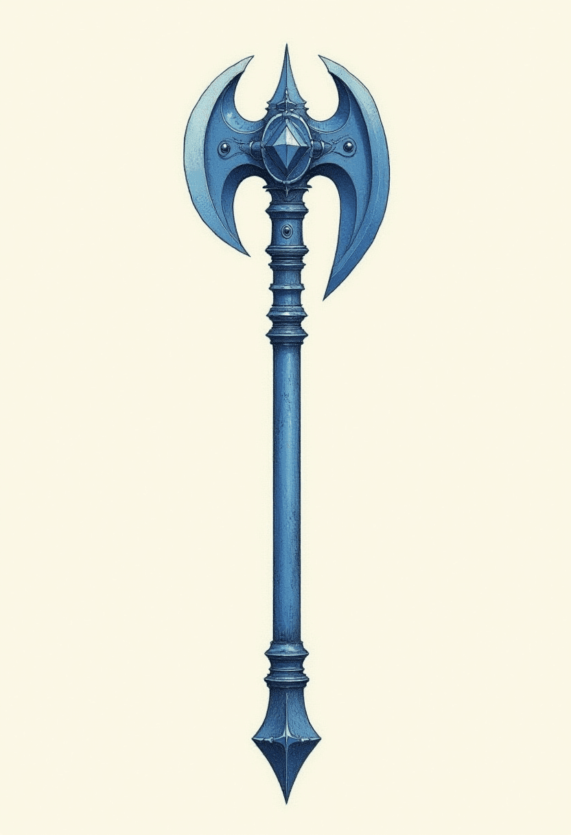 Blue Futuristic War Axe Diagram