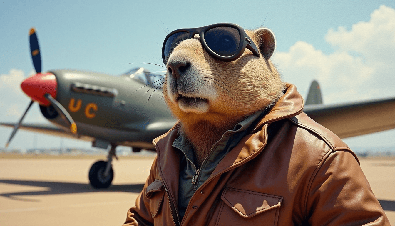 Fat Groundhog in Flight Military Uniform