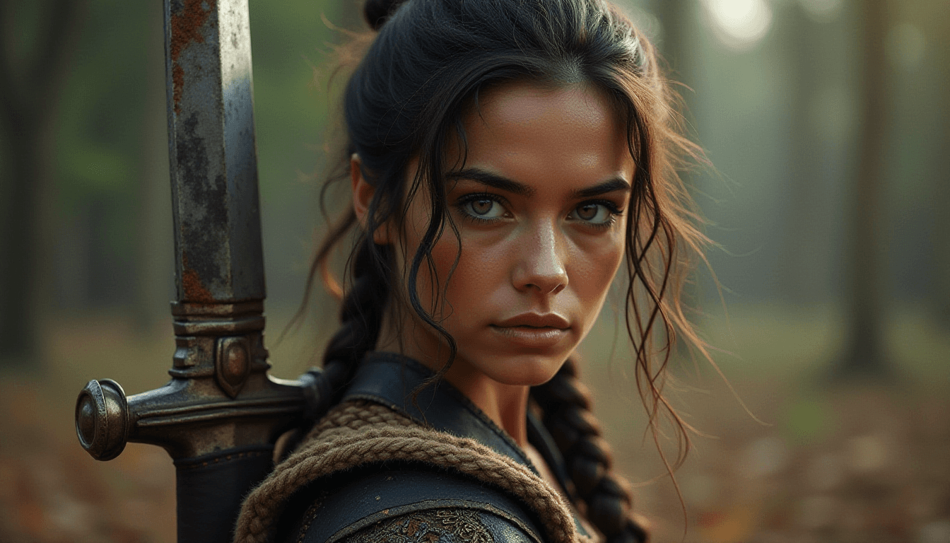 Beautiful Female Warrior with Sword