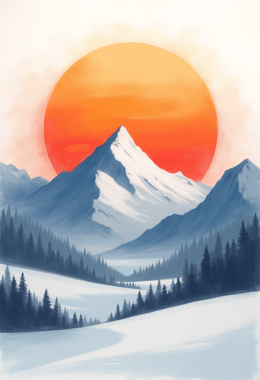 Sunset with Mountains Landscape