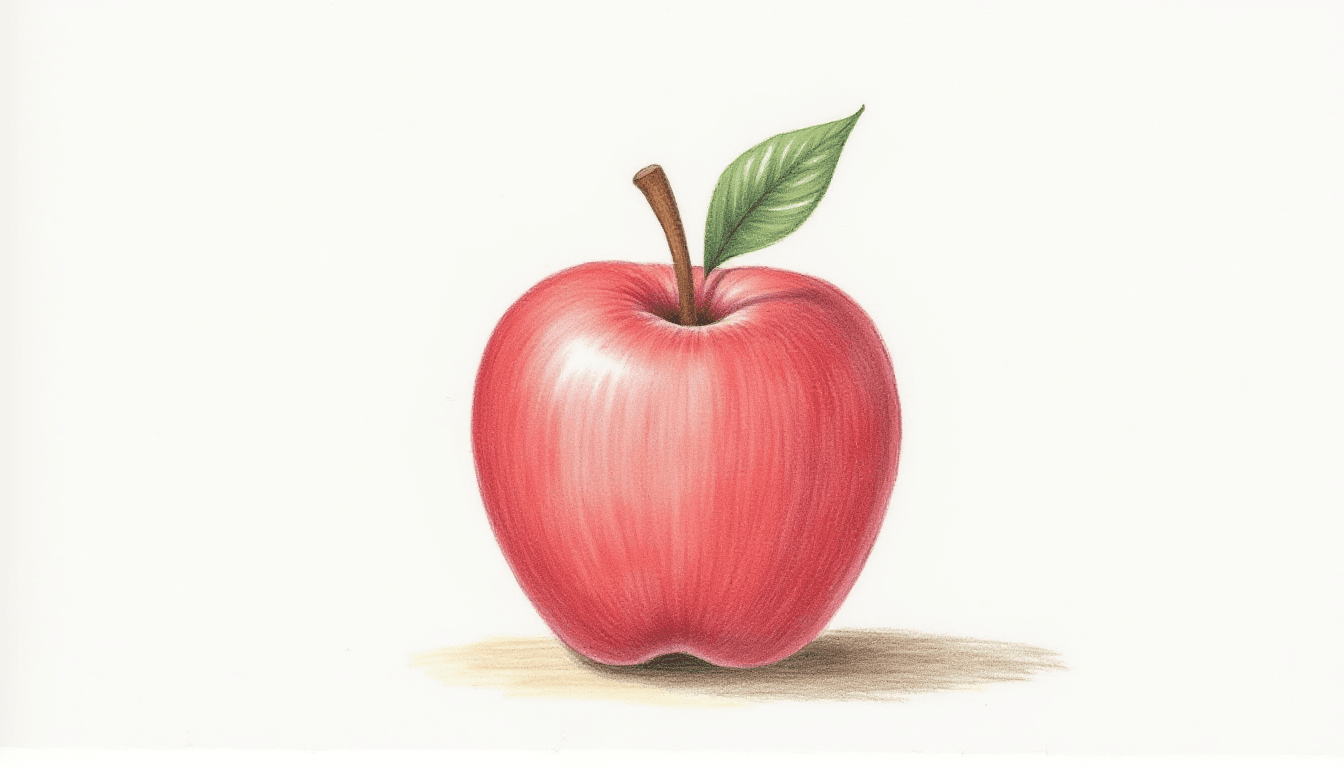 High School Student Drawing an Apple