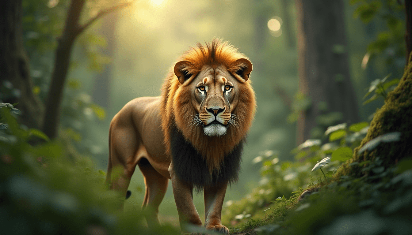 A lion in the jungle