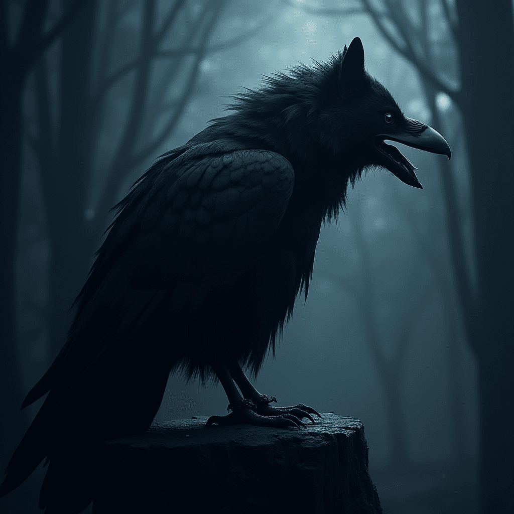 Epic Raven in Midnight Shadows