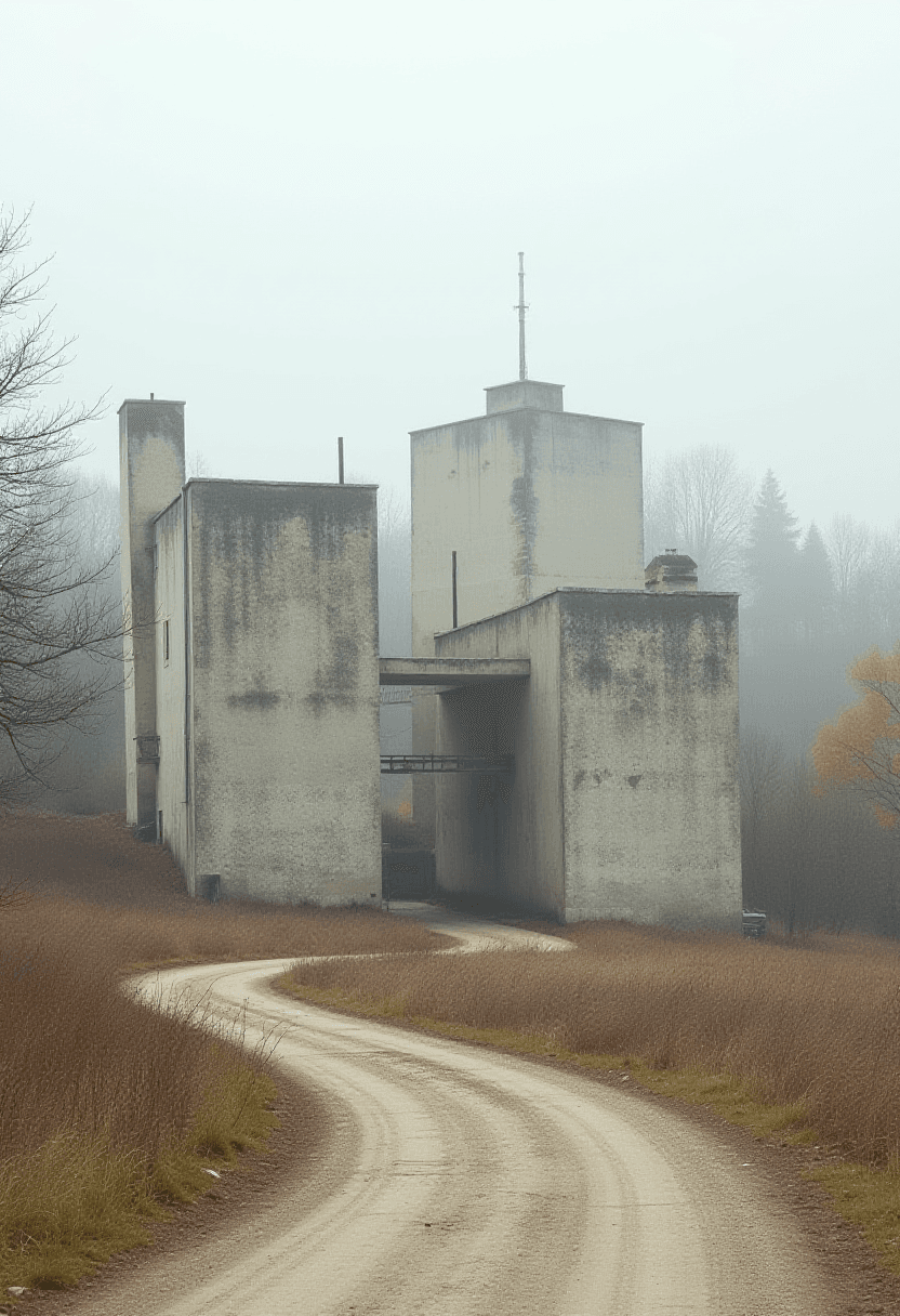 Rural Town with Brutalist Architecture