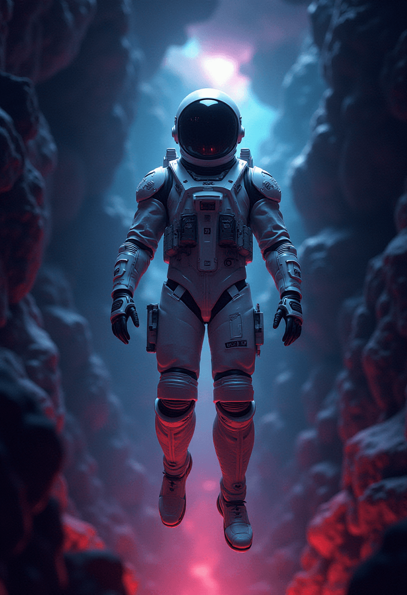 Futuristic Pilot Suit in Space Cosmonaut