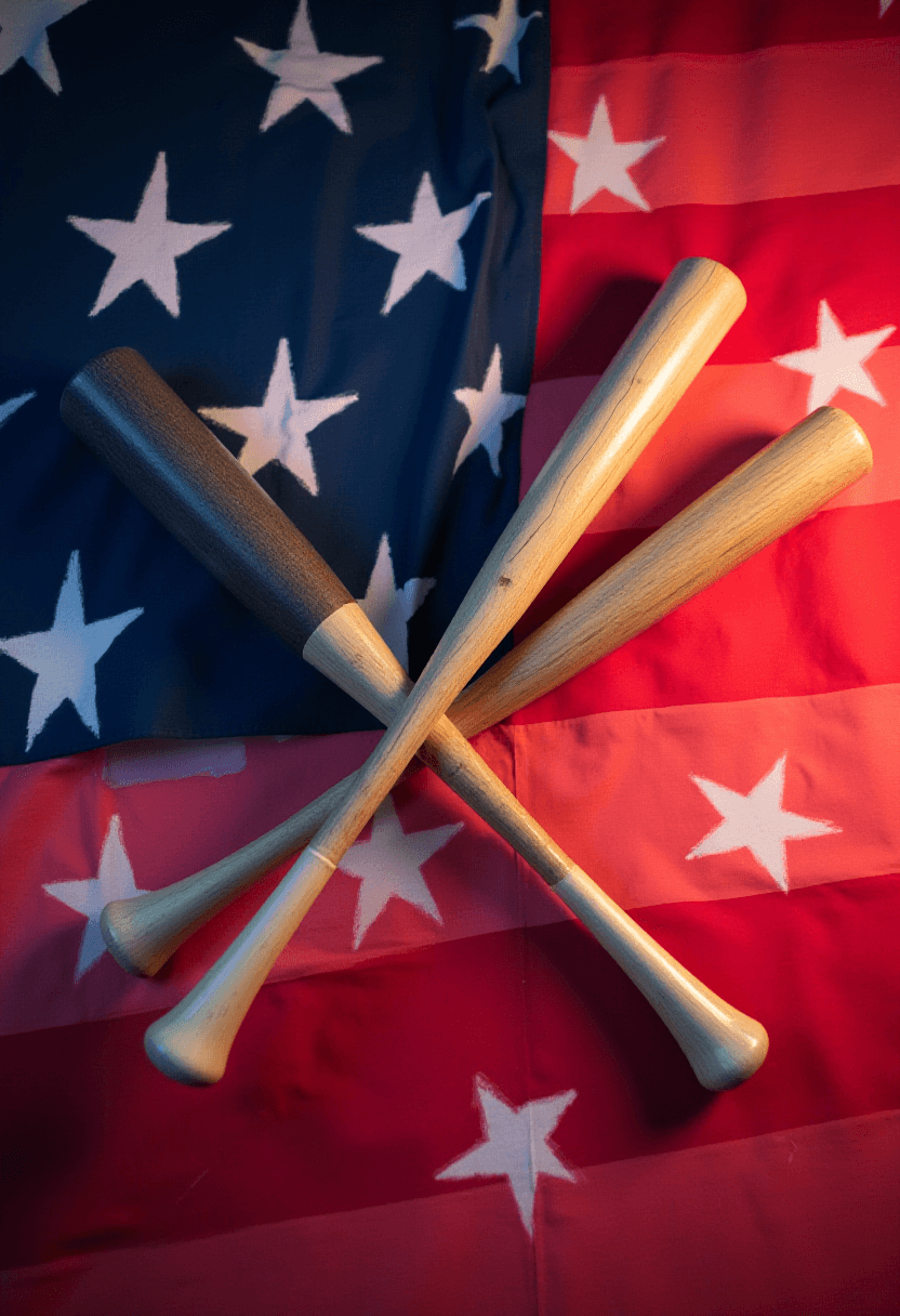 American Flag with Baseball Bats