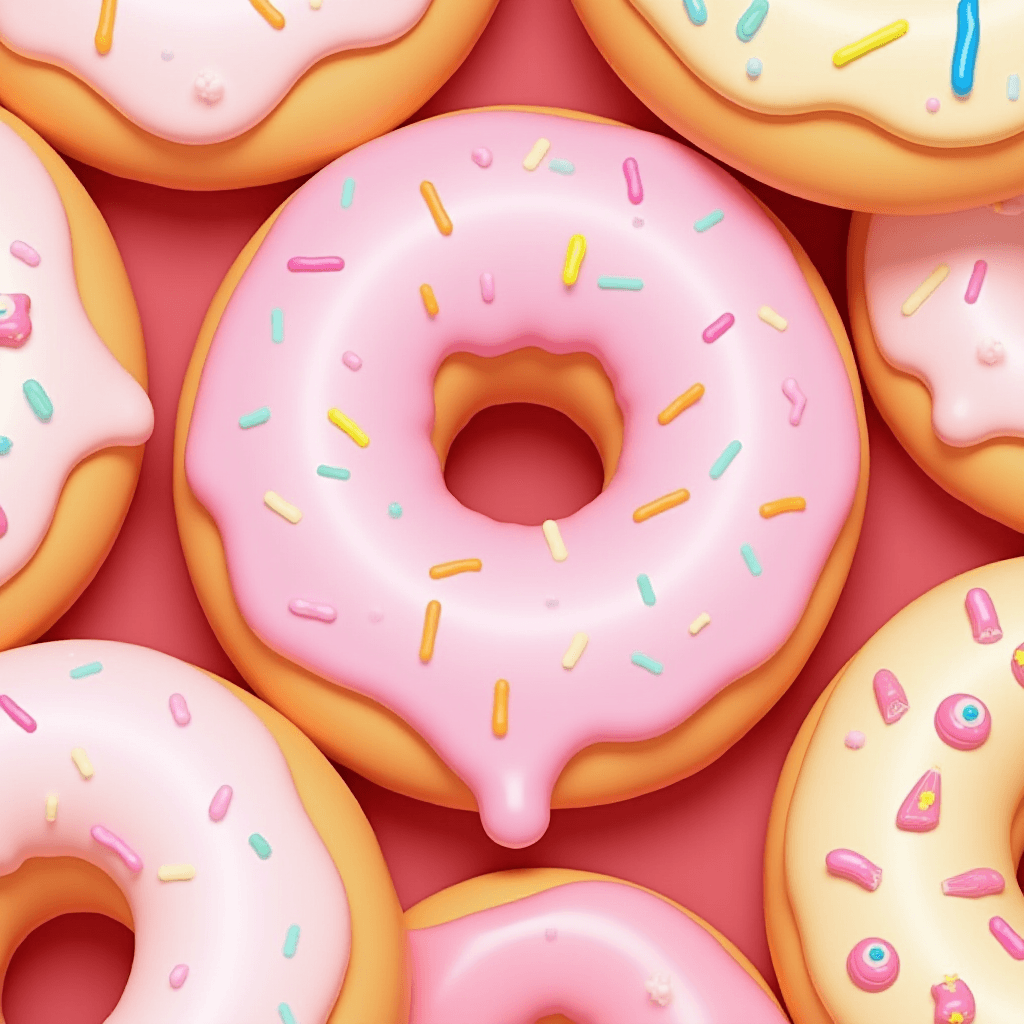 Donuts in Close-up Illustration