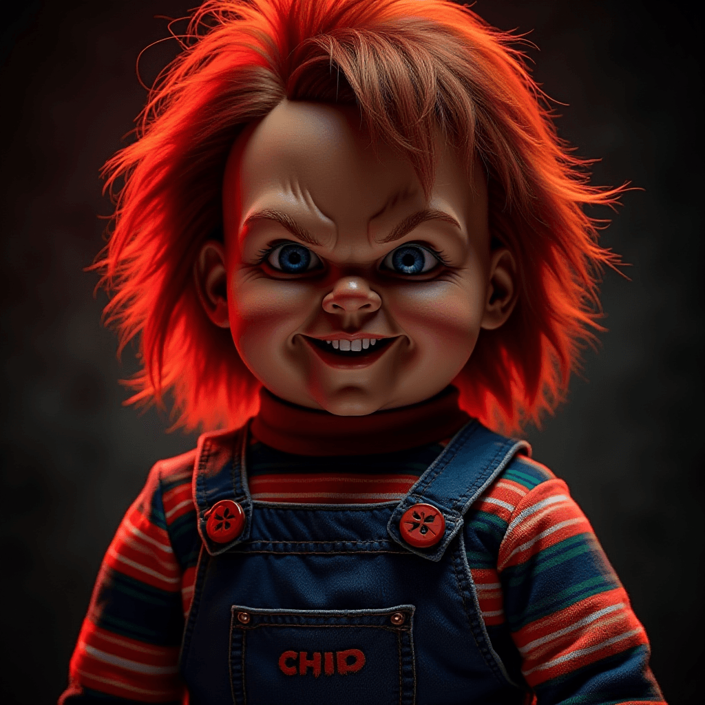 Halloween Banner with Chucky and 80s Film Poster Esthetics