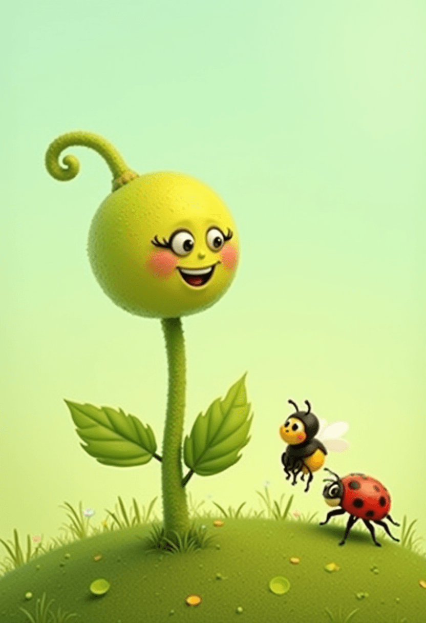 Cartoon Happy Face Sprout Interaction