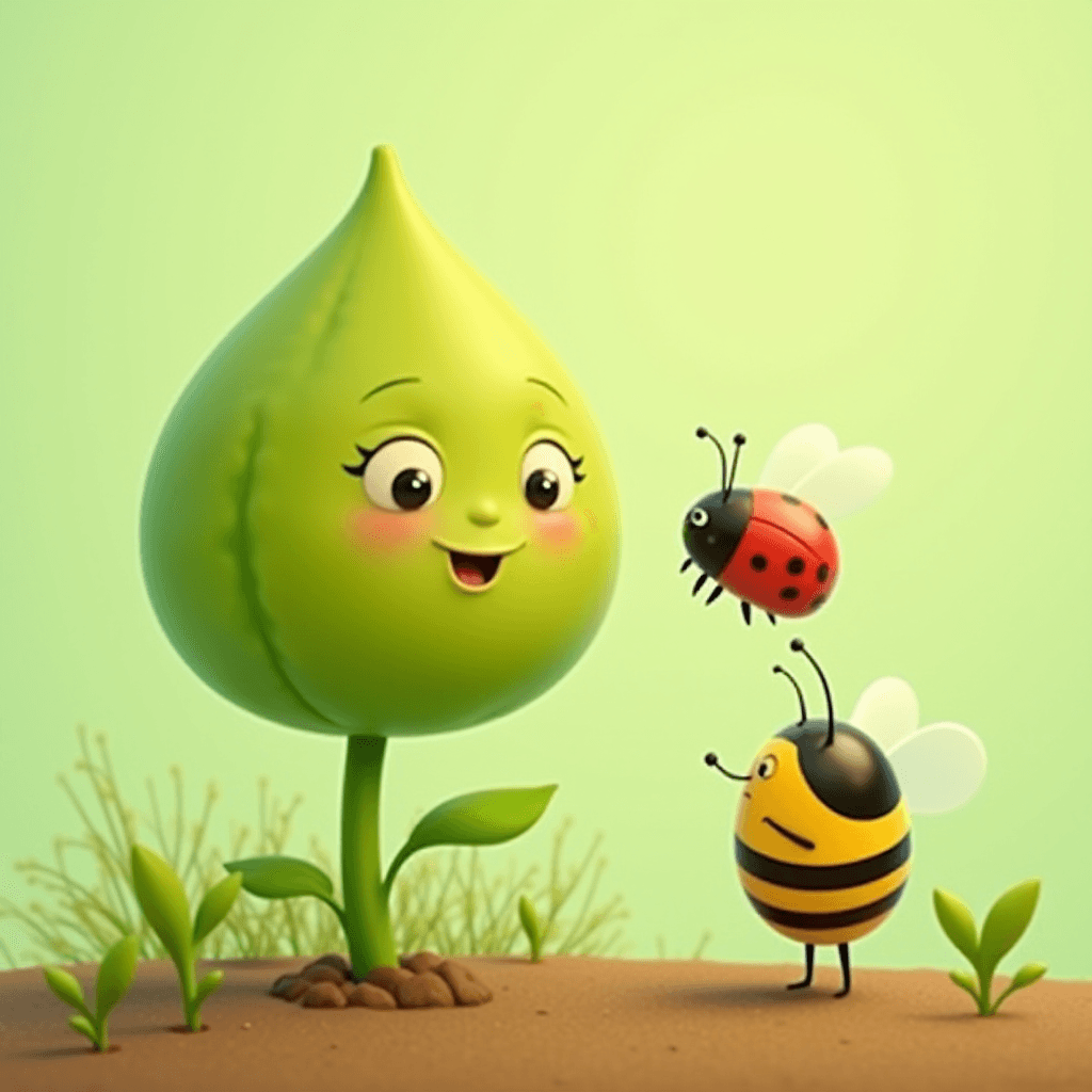 Happy Sprout Interacting with Insects