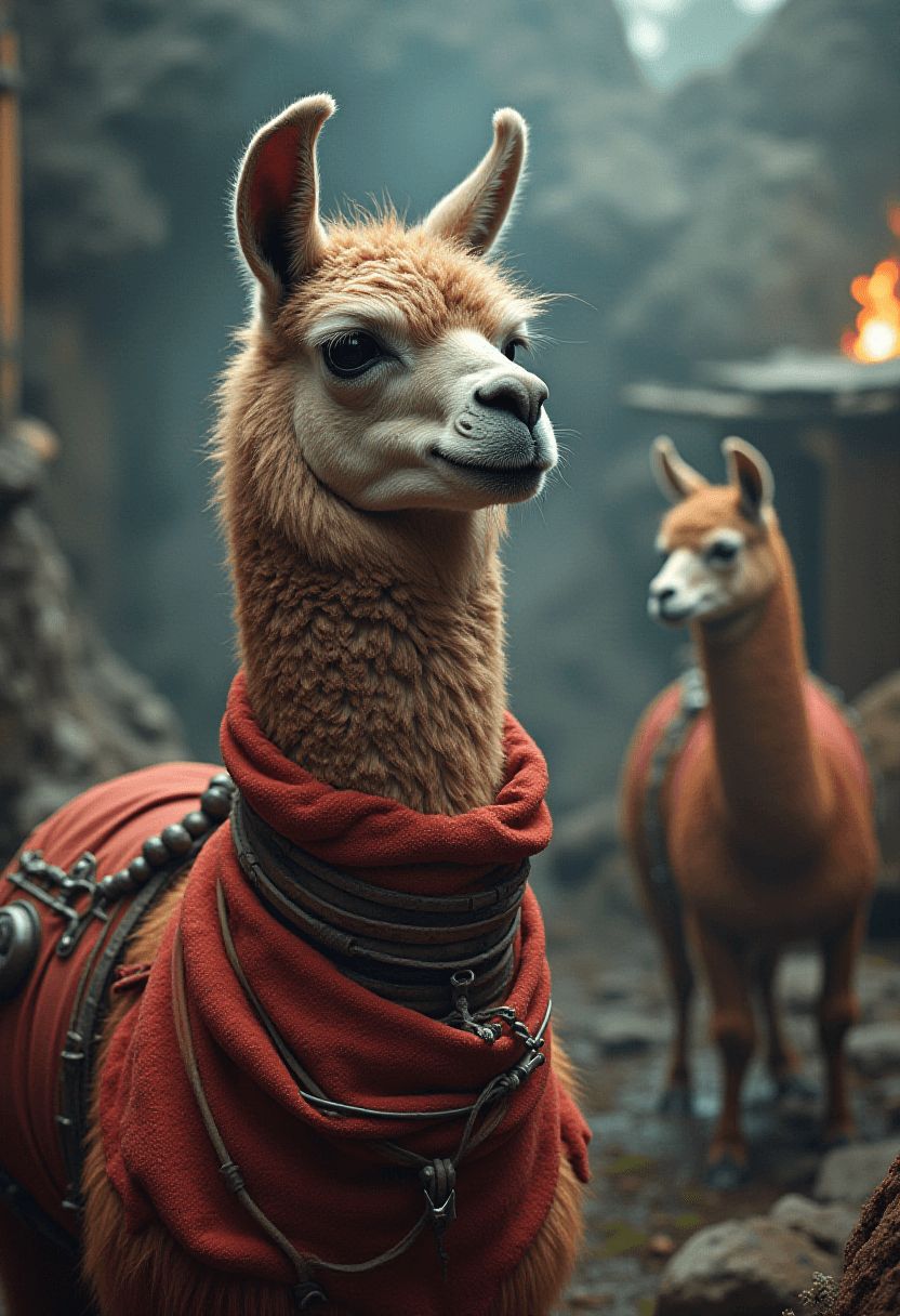 Llama in a Science Fiction Scene