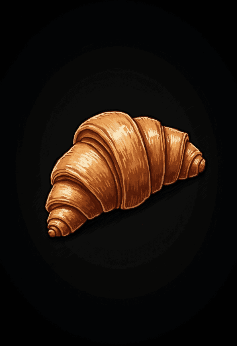 Hand-Drawn Chalk Art Golden Brown Croissant