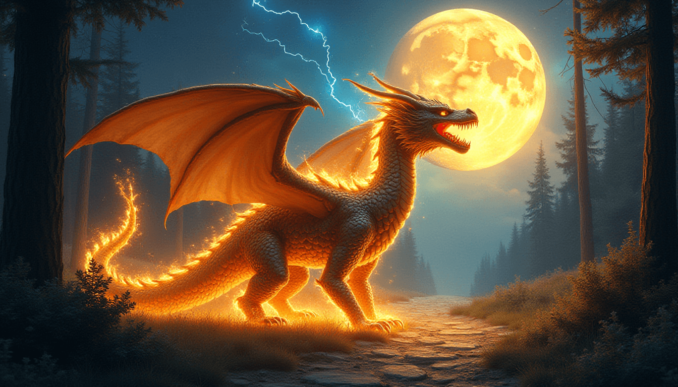 A Golden Dragon in Azure Fire