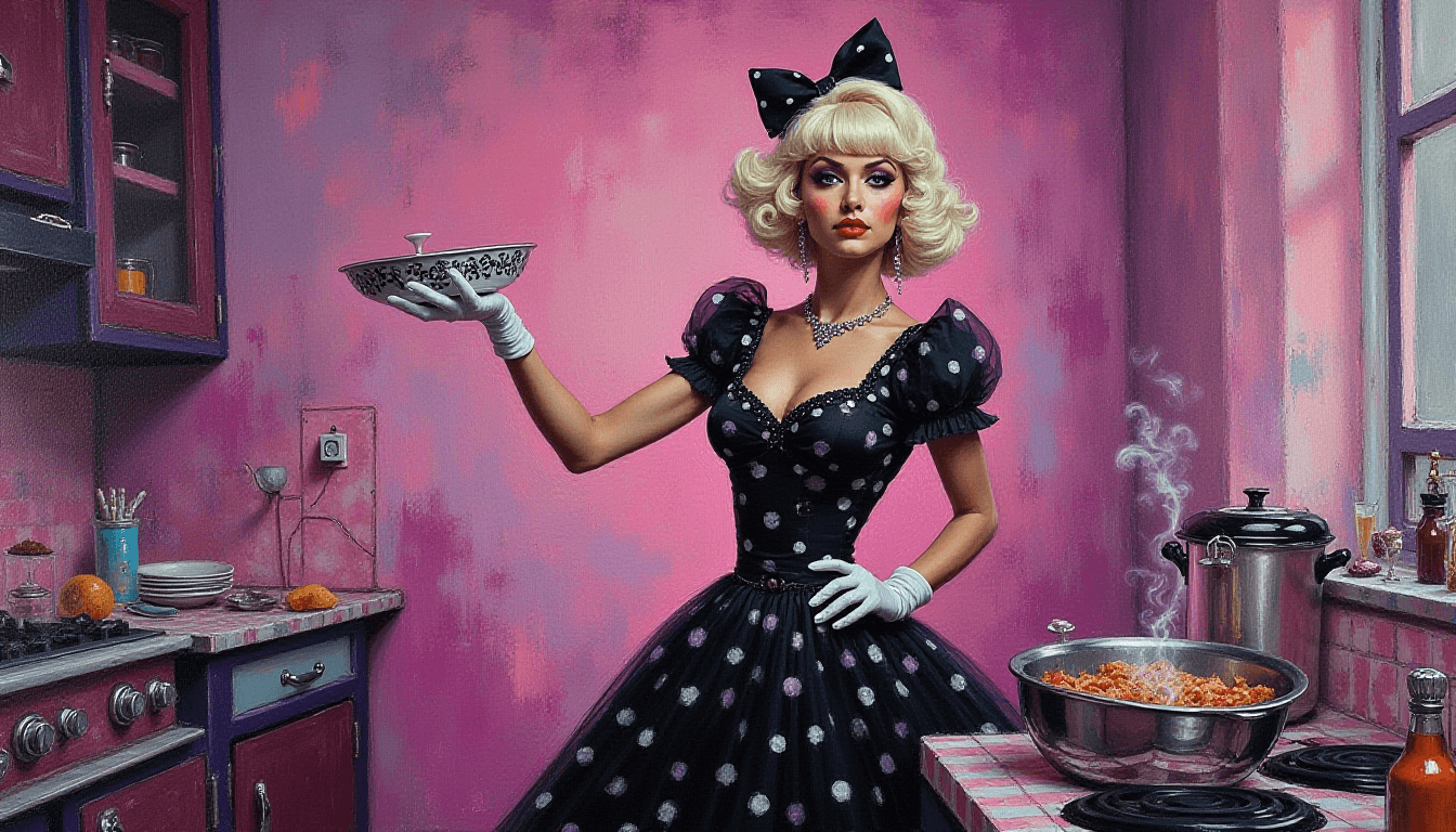 Lady Gaga as 50s Housewife in Trash Polka