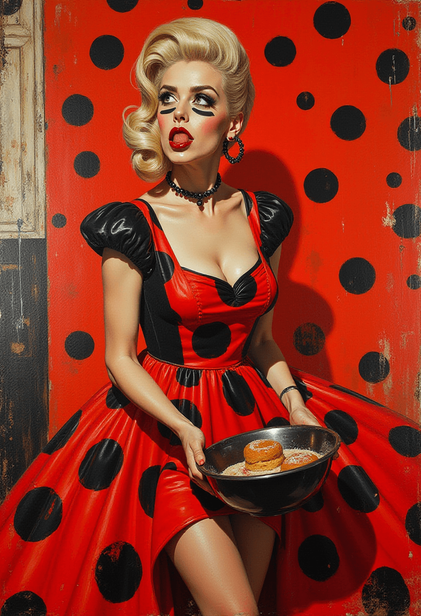 Lady Gaga as 50s Housewife in R Ralph Steadman Style