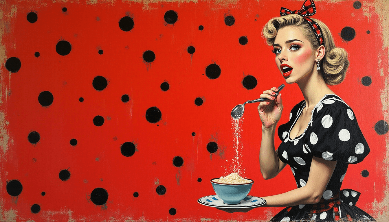 Ralph Steadman's Trash Polka Miley Cyrus as 50s Housewife Bakes