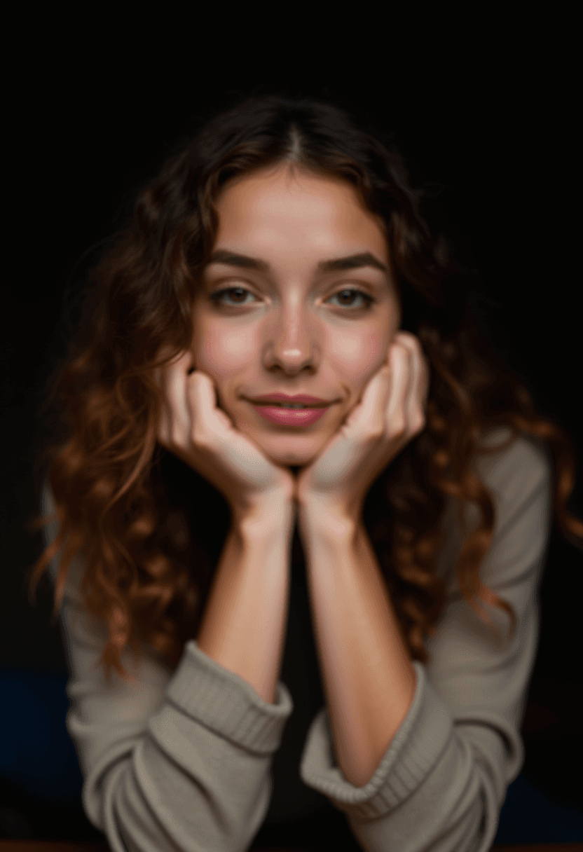 Mixed Racial Young Woman in Restful Pose