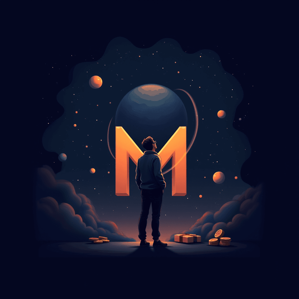 Space Logo with Letter M and Airdrop Boxes