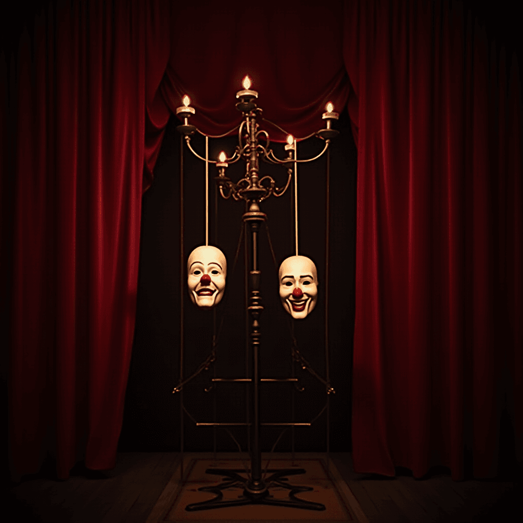 Horror Puppet Show Theatre with Clown Masks