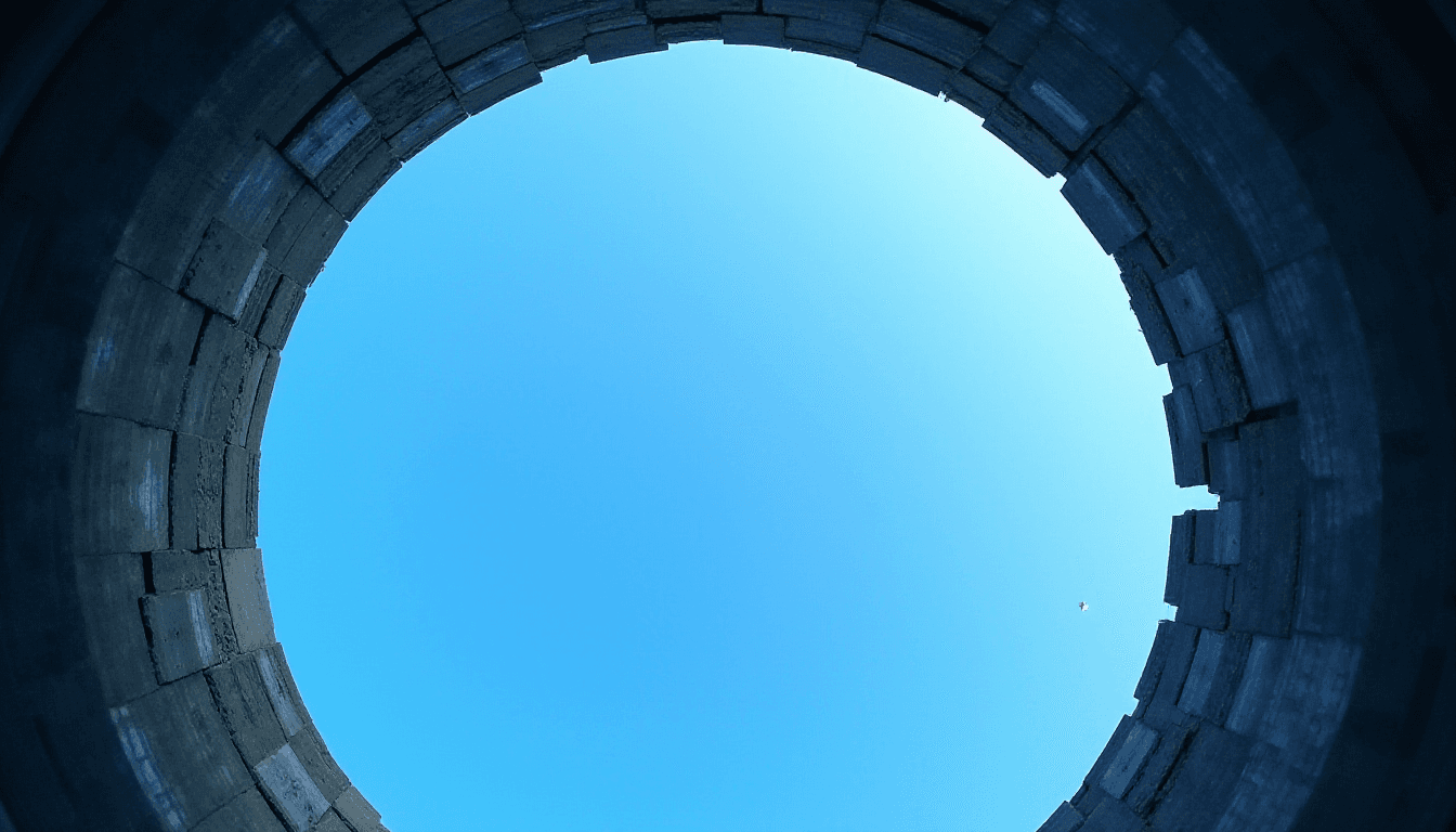 Aerial View of Blue Sky from Well