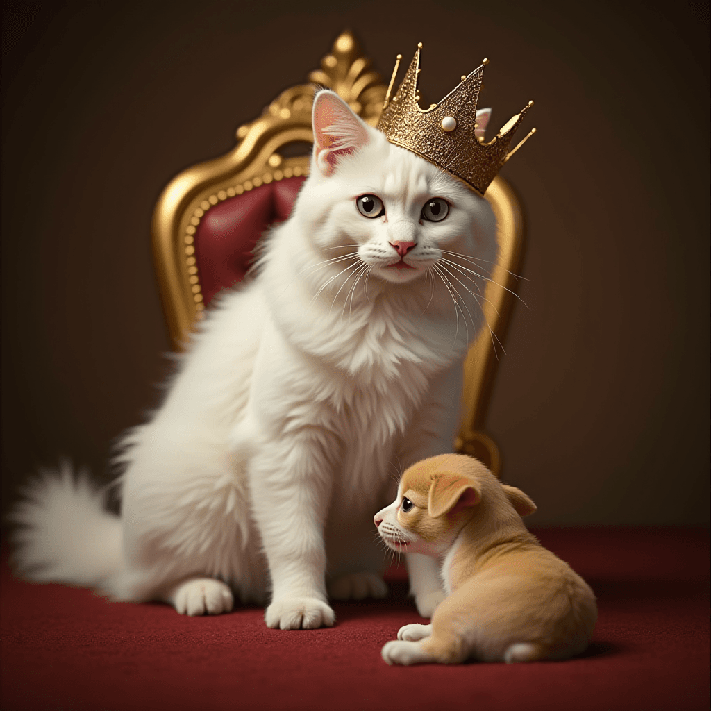 Regal Feline Dominates Canine