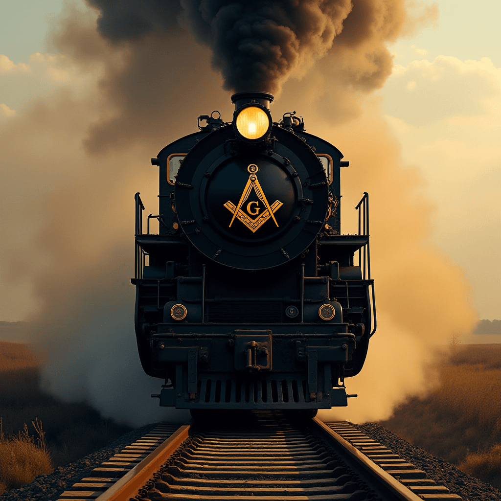 Masonic Black and Gold Locomotive Digital Art