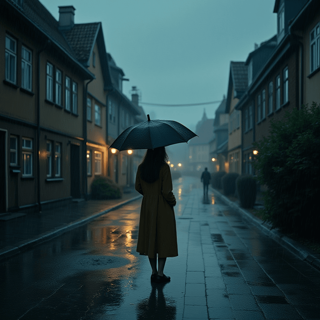 Elegant Evening Scene in Old Swedish Town