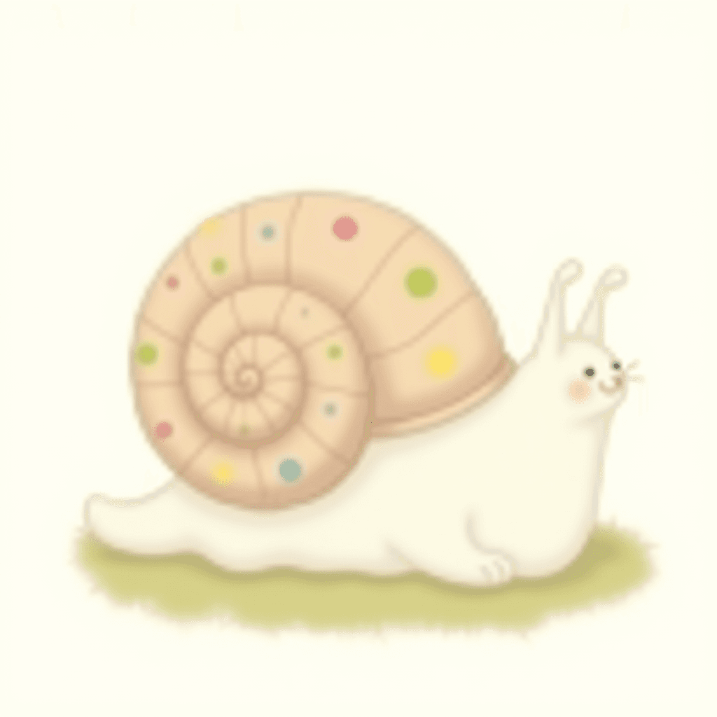 Whimsical Cartoon Cat in Snail Shell