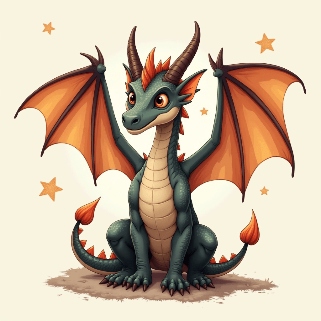 Dragon with Elegant Wings