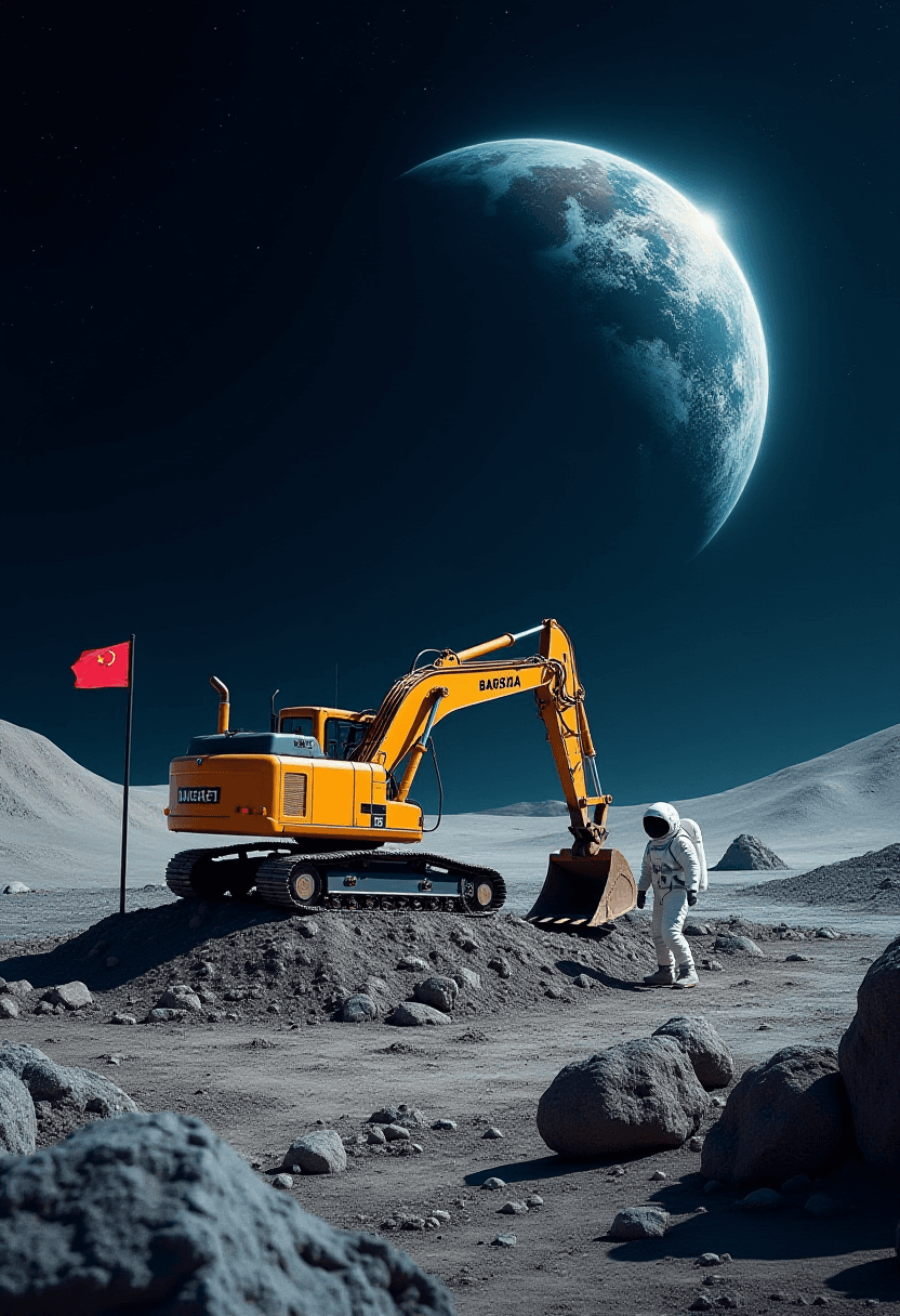 Bagger 288 Excavator on Lunar Surface