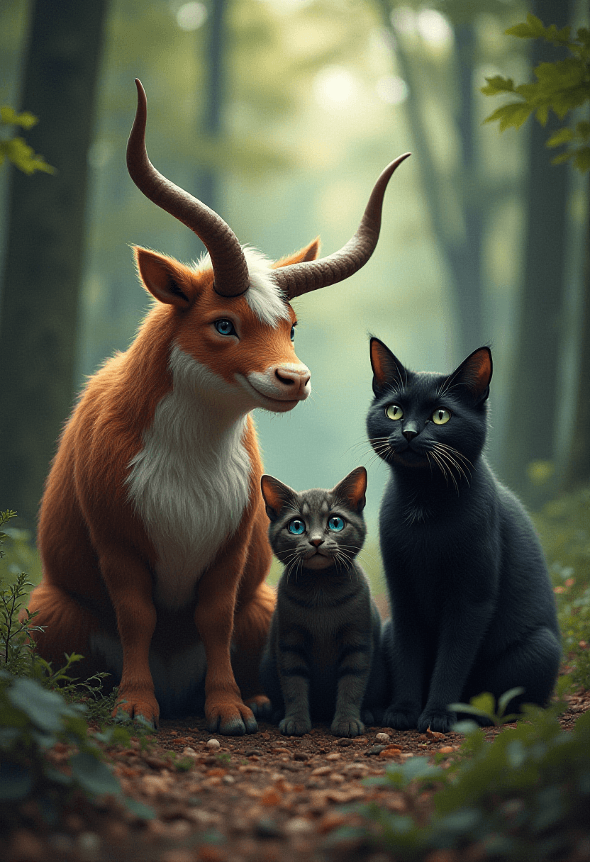 Mythical Forest Friends Coexist in Harmony