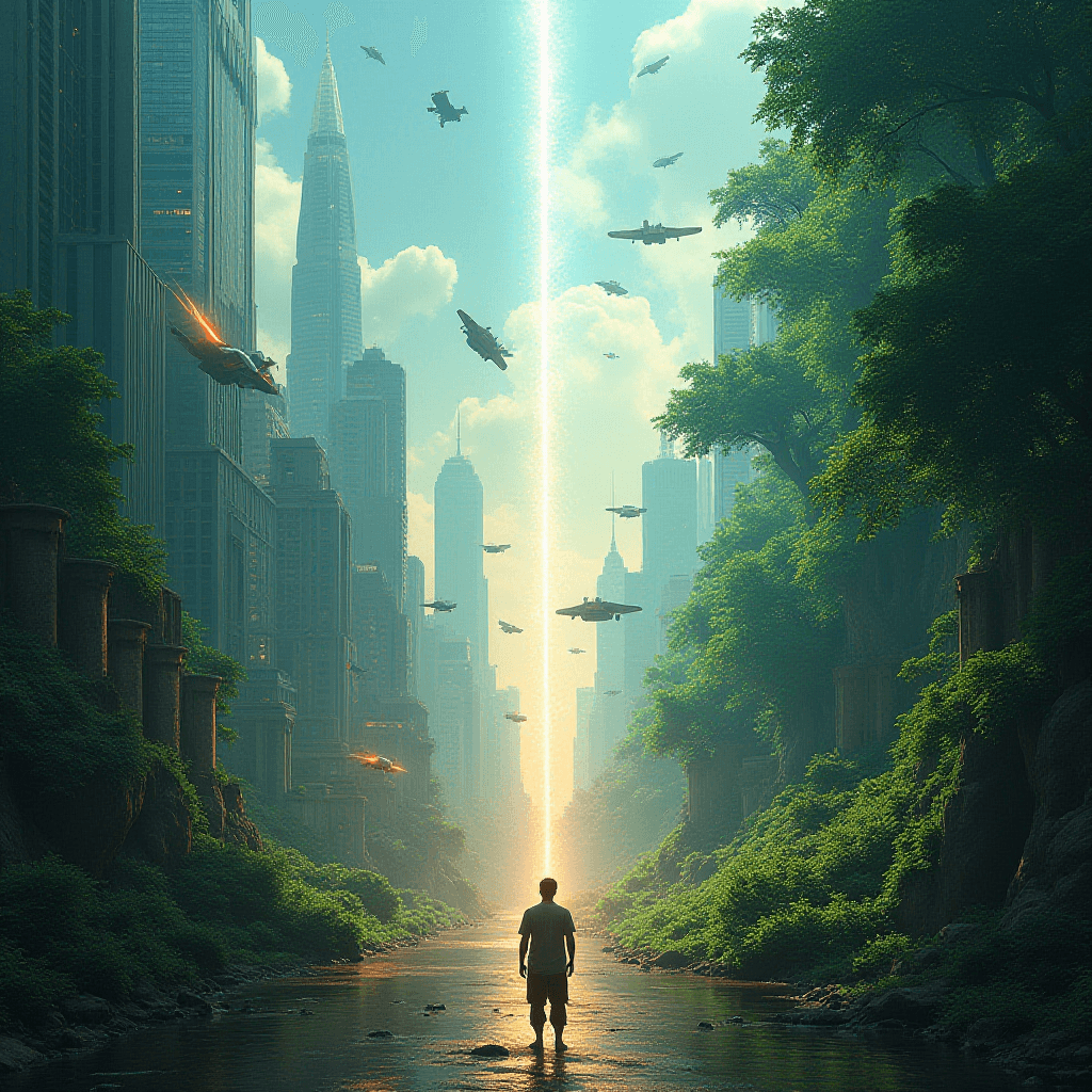 Parallel Worlds: Modern City and Ancient Forest