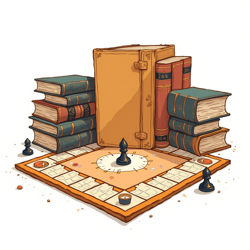 Beautiful Books and Board Games Scene