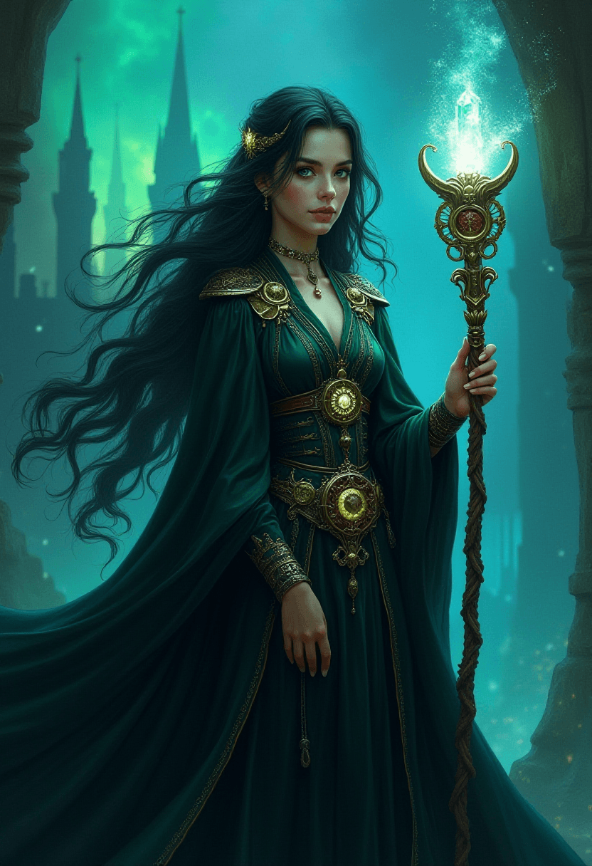 Mage Princess in Dark Fantasy Dungeonpunk Setting