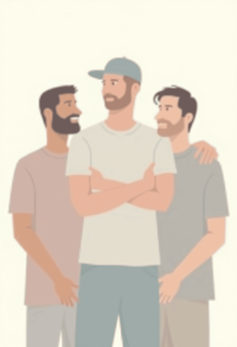 Minimalist Logo Featuring Three Men