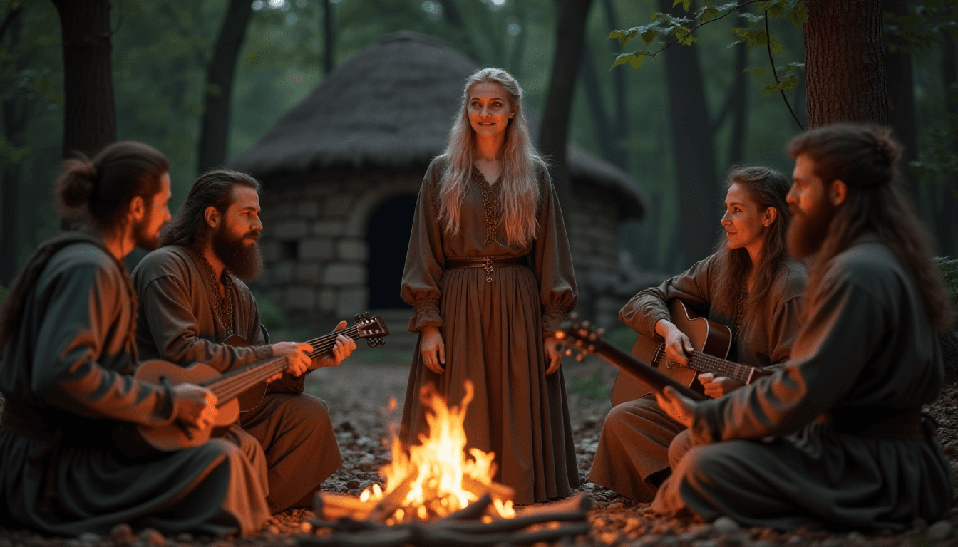 Medieval Musicians by the Fire