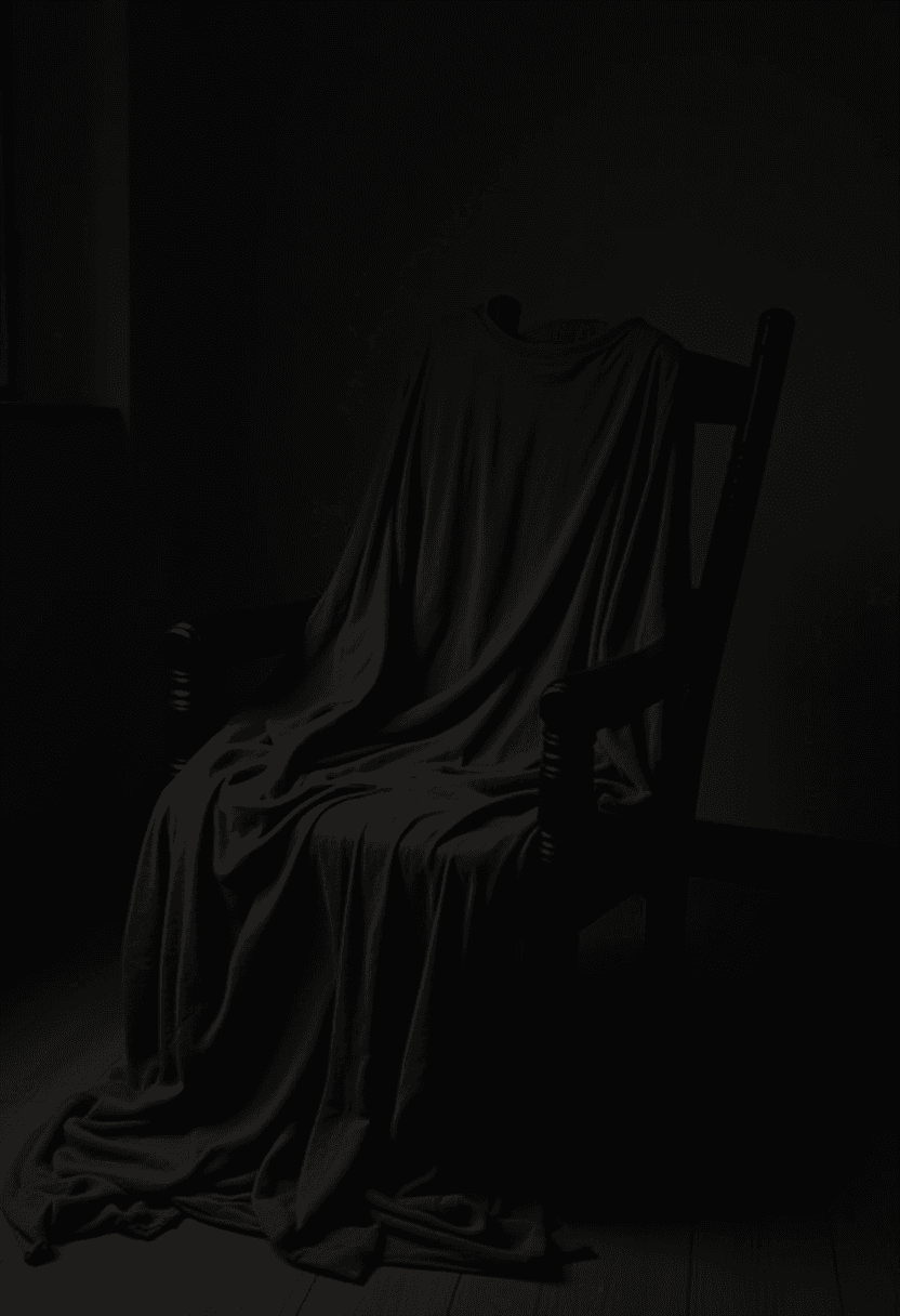 Chair with Clothes Silhouette in Dark Room