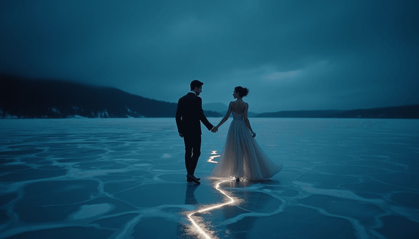 Mysterious Couple Dances on Frozen Lake