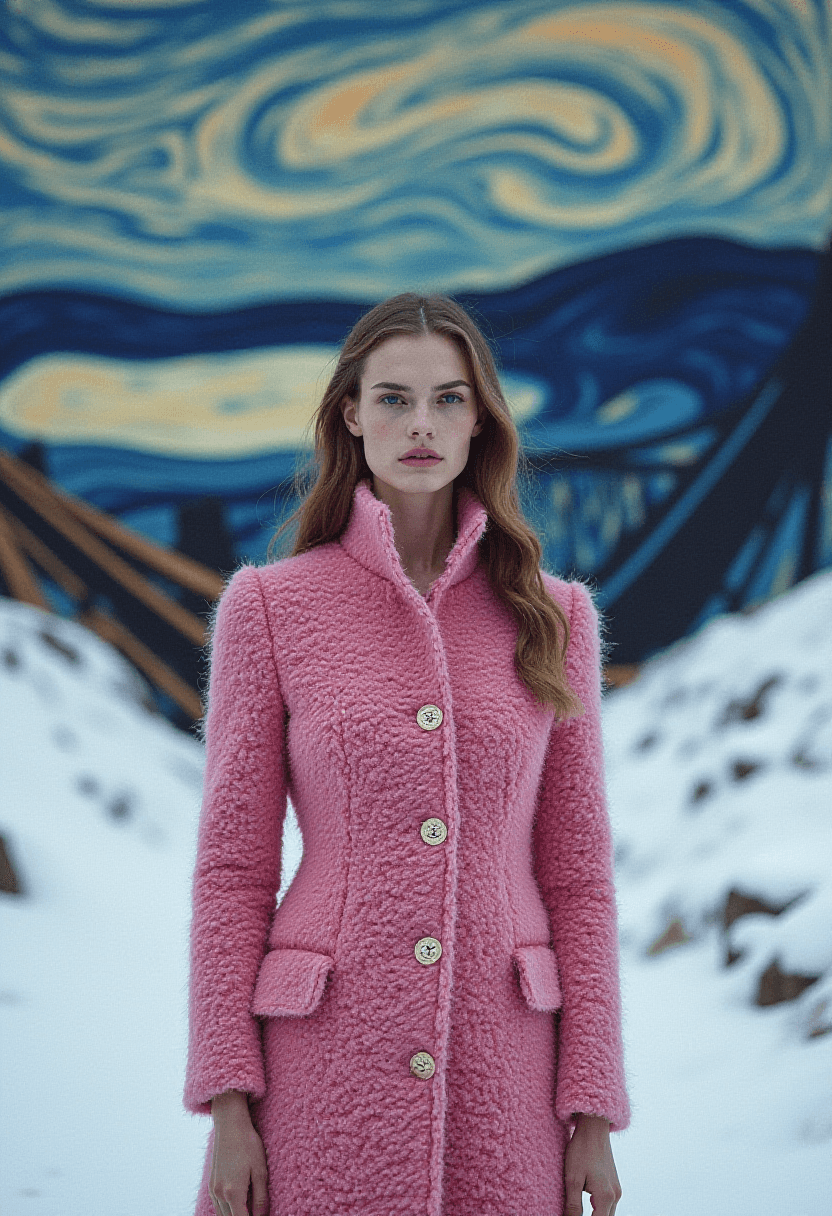 Icelandic Fashion Icon in Chaotic Winter Landscape