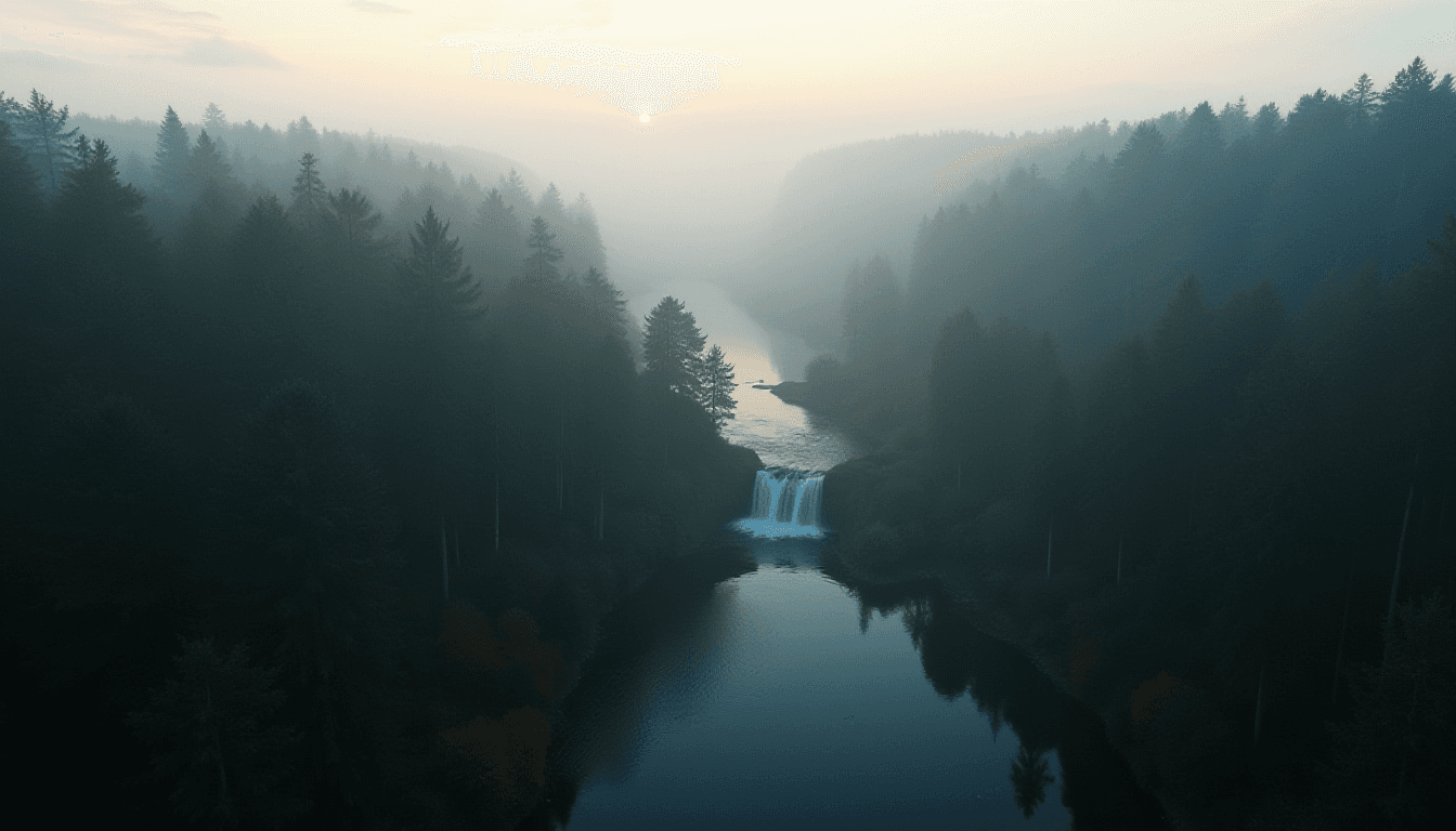 Danish Pine Forest Aerial View