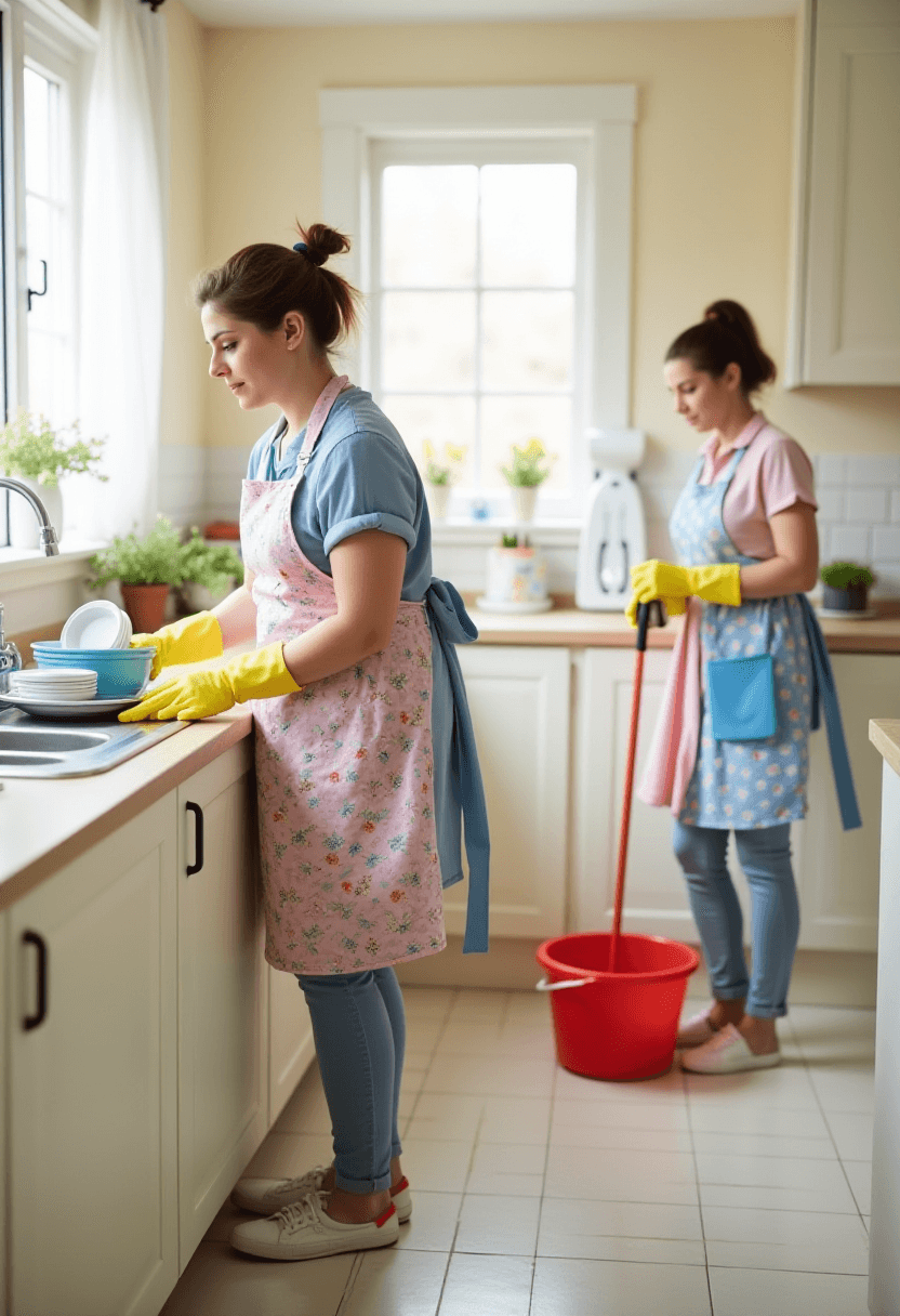 Cleaning Ladies in Kitchen