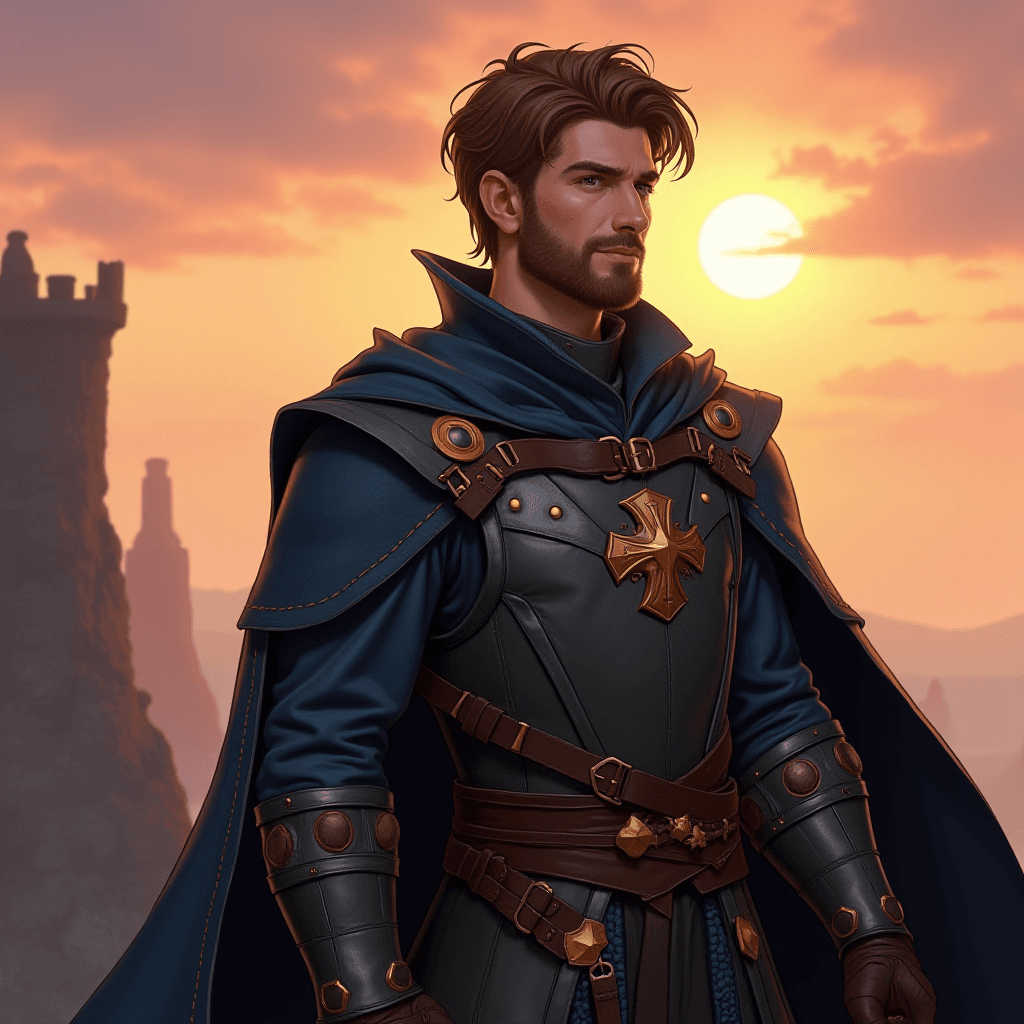 Disney-Style Dnd Swordsman at Sunrise