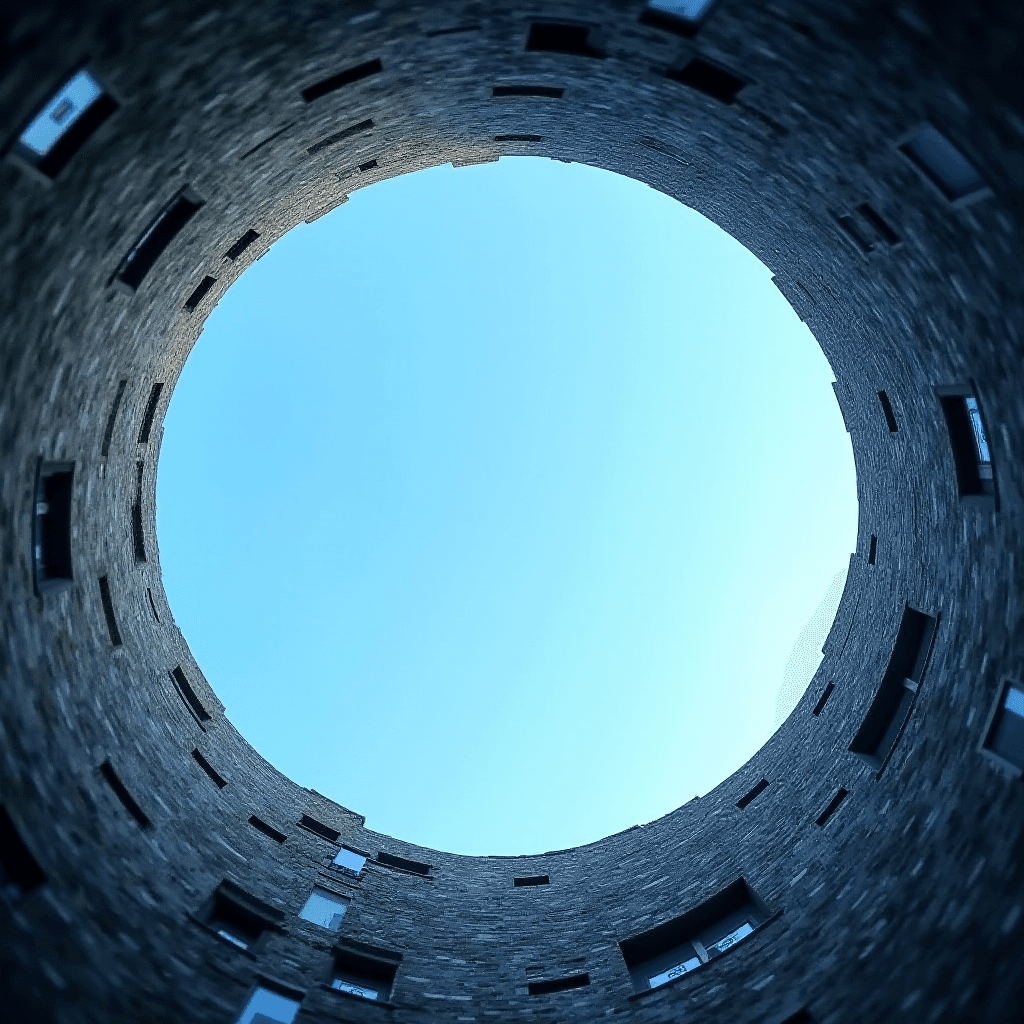 Aerial View of Blue Sky from Well