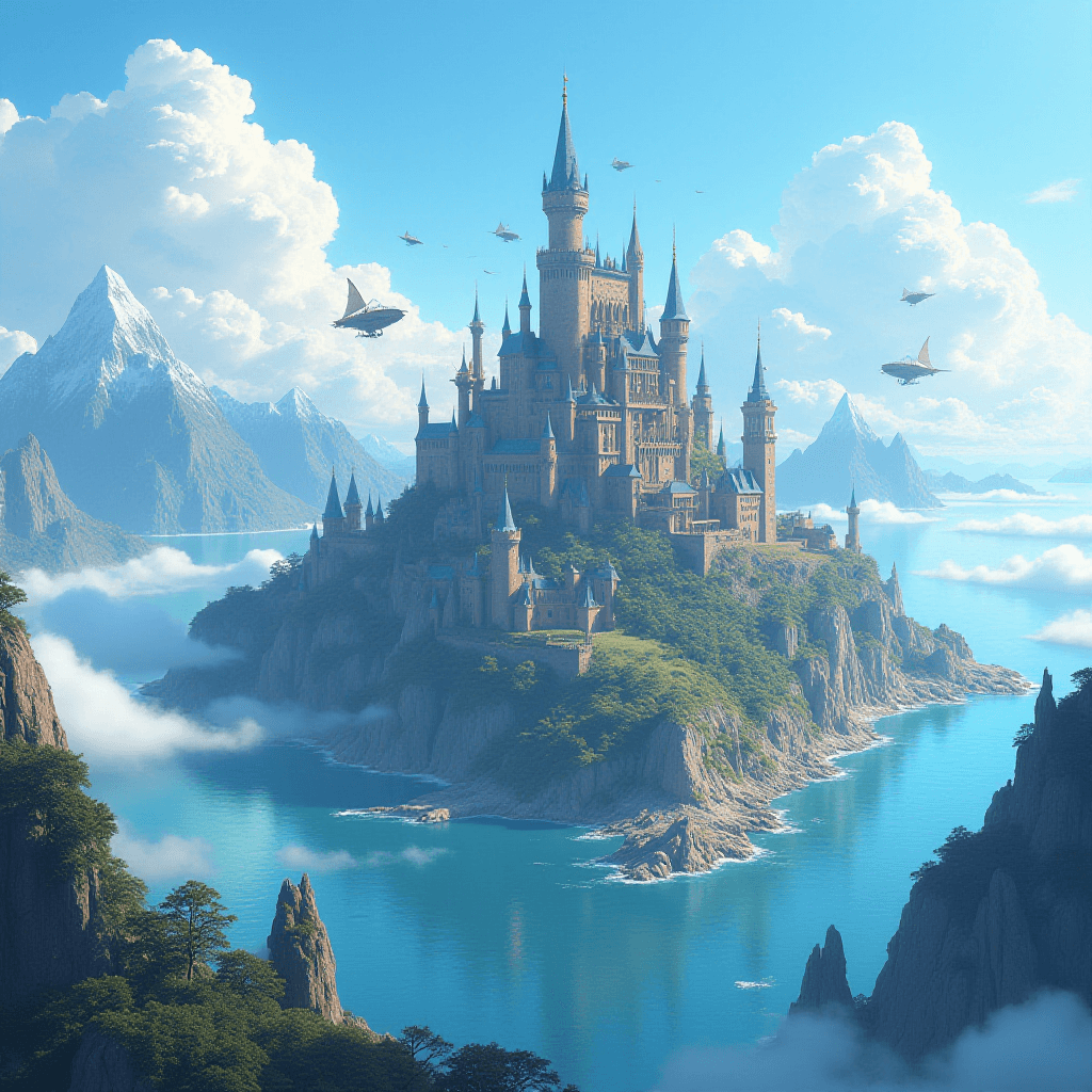 Fantasy Steampunk Cityscape by Ocean