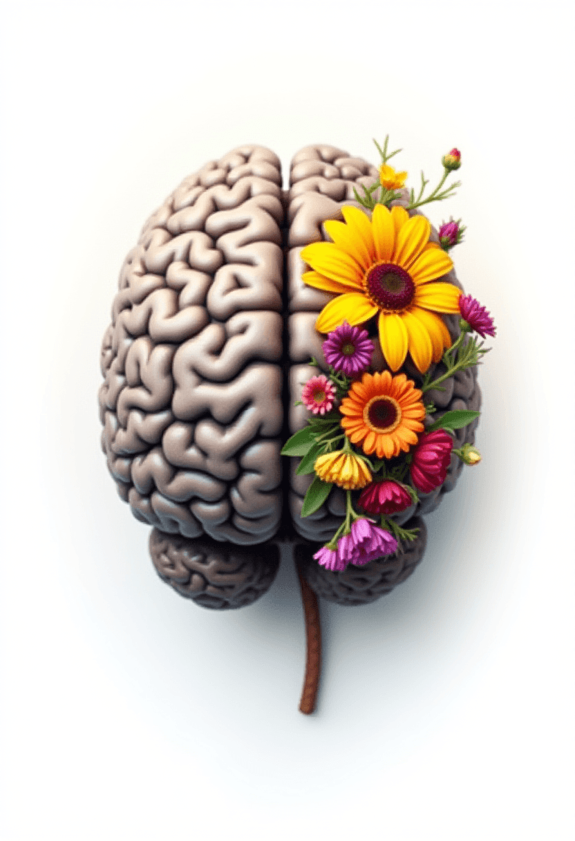 Brain with Blooming Flowers