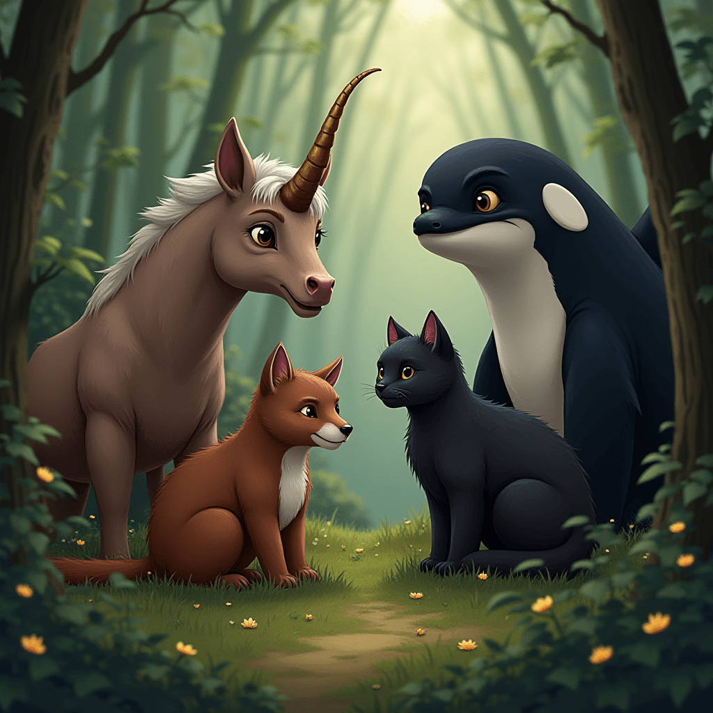 Mythical Forest Friends Coexist in Harmony