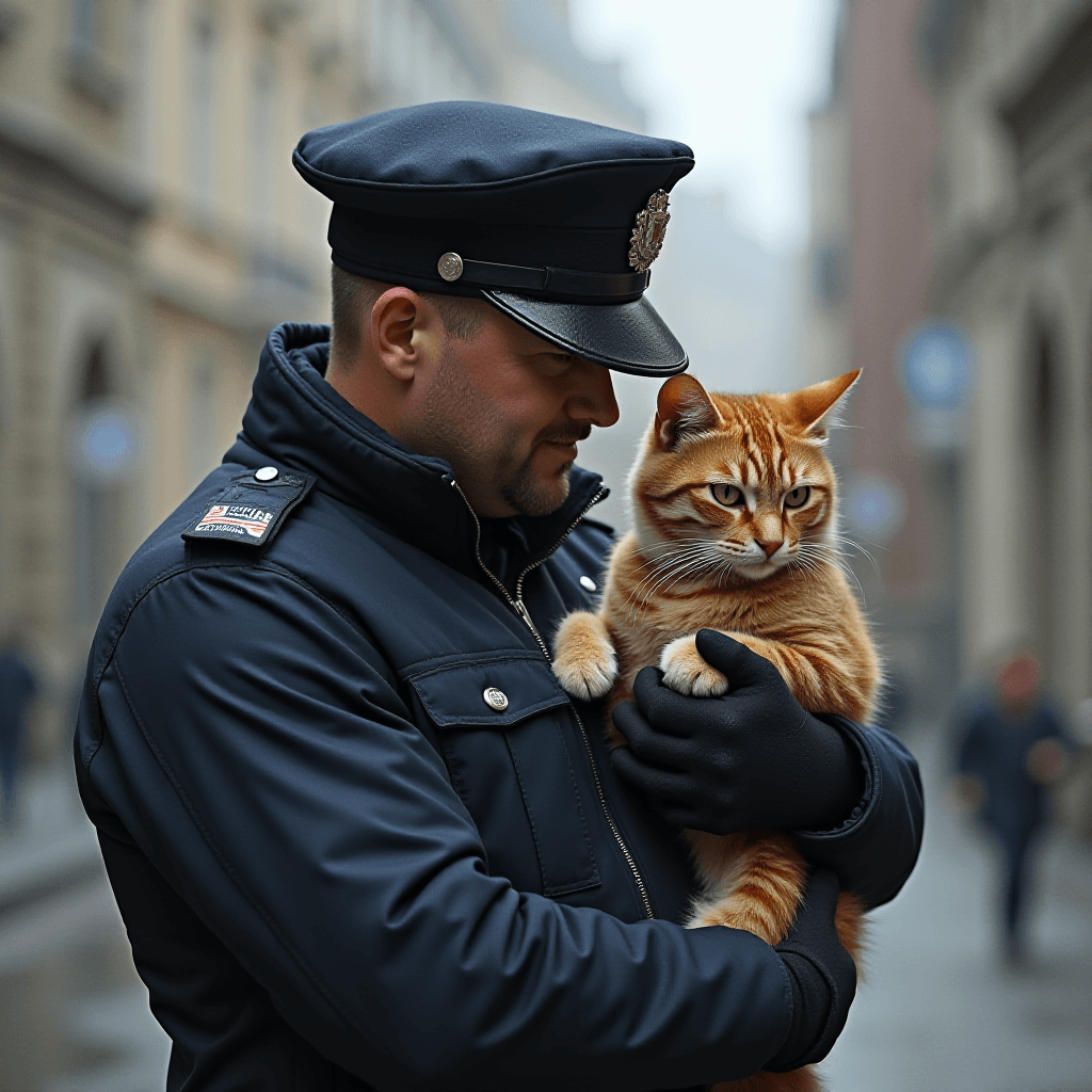 Beamter über die Katze fährt