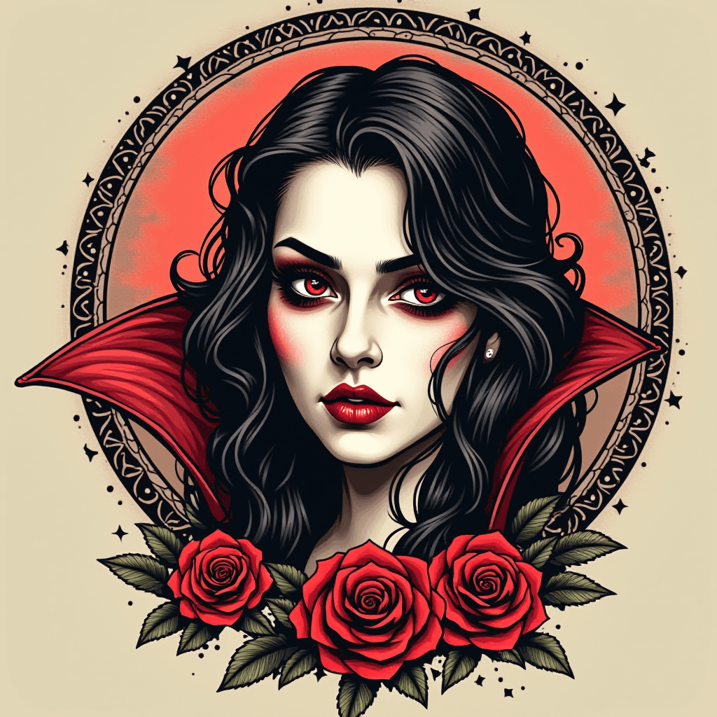 Vampire Lady Tattoo Design