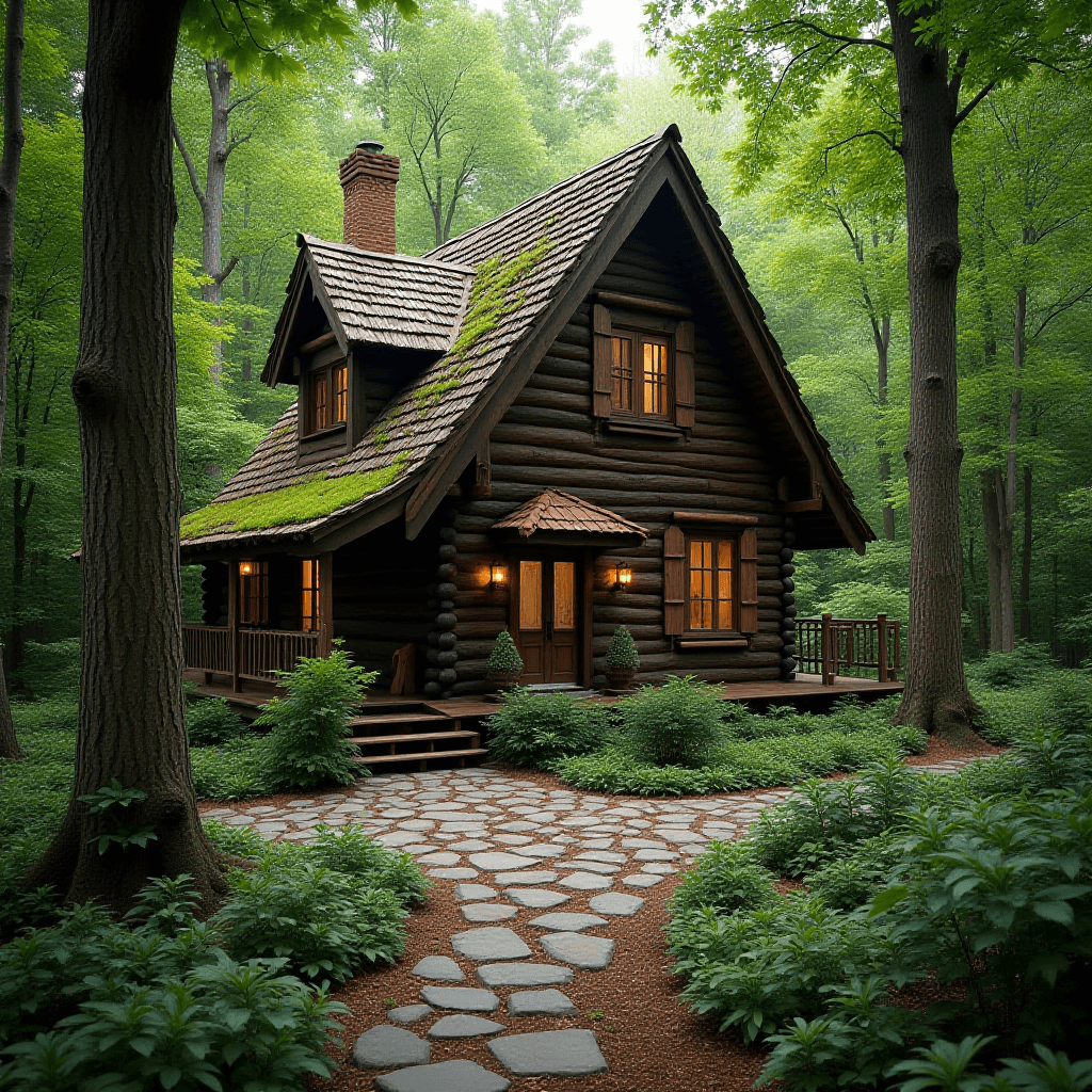 Cozy Wooden Cottage in the Forest Woods